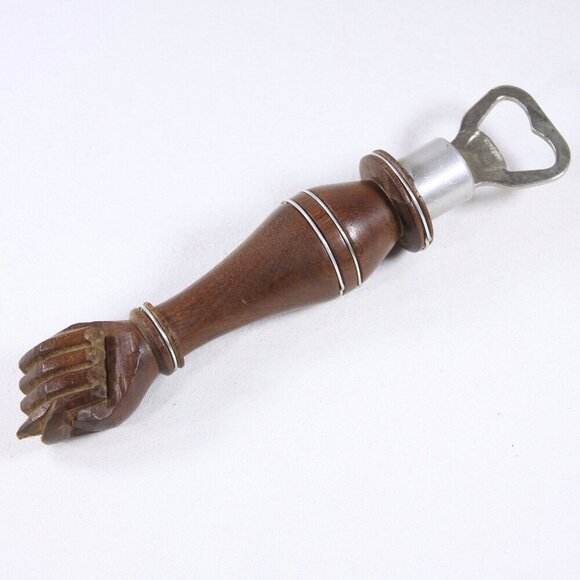 Vintage wooden Figa lucky hand bottle opener, Spanish hand fist hand carved bar - Picture 1 of 10